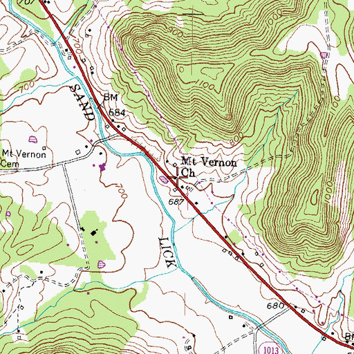 Topographic Map of Mount Vernon Church, KY