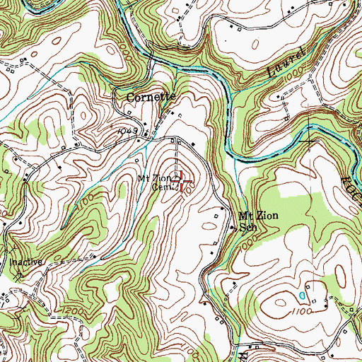 Topographic Map of Mount Zion Cemetery, KY