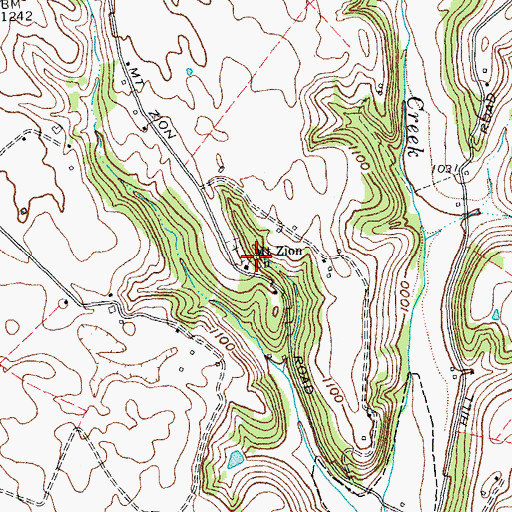 Topographic Map of Mount Zion Church, KY