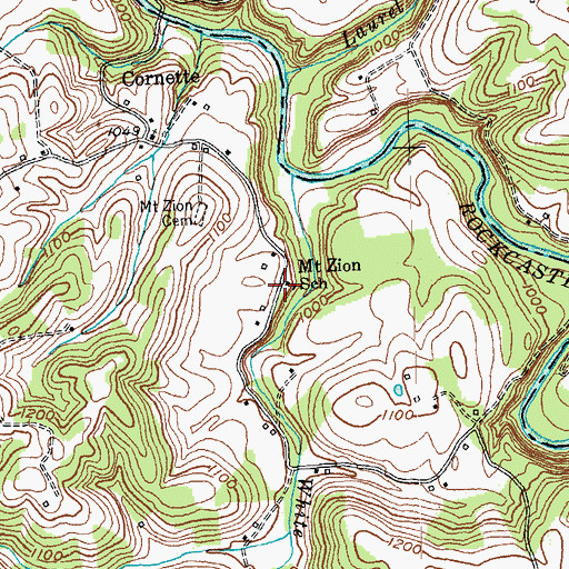 Topographic Map of Mount Zion School, KY