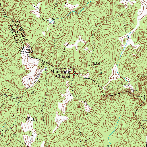 Topographic Map of Mountain Chapel, KY