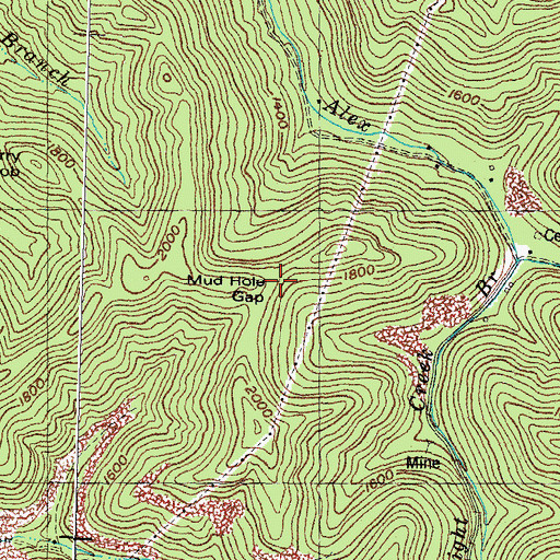 Topographic Map of Mud Hole Gap, KY