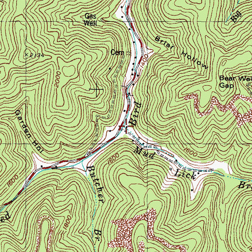 Topographic Map of Mud Lick Branch, KY
