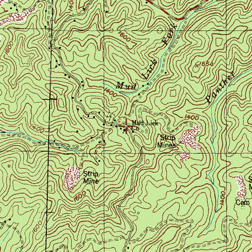 Topographic Map of Mud Lick Church, KY