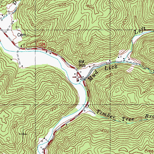Topographic Map of Mud Lick School, KY
