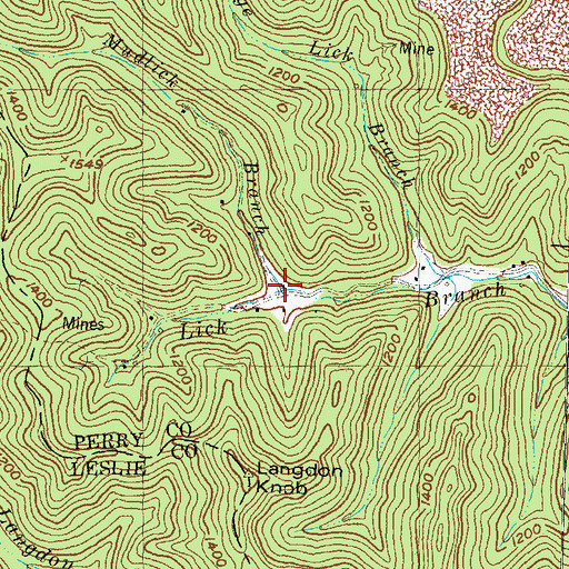 Topographic Map of Mudlick Branch, KY