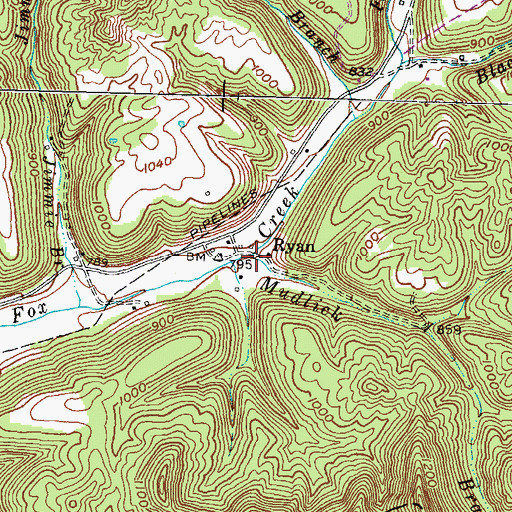 Topographic Map of Mudlick Branch, KY