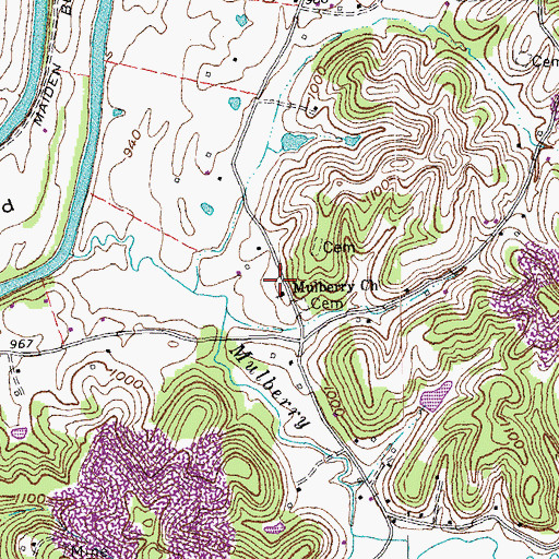 Topographic Map of Mulberry Church, KY