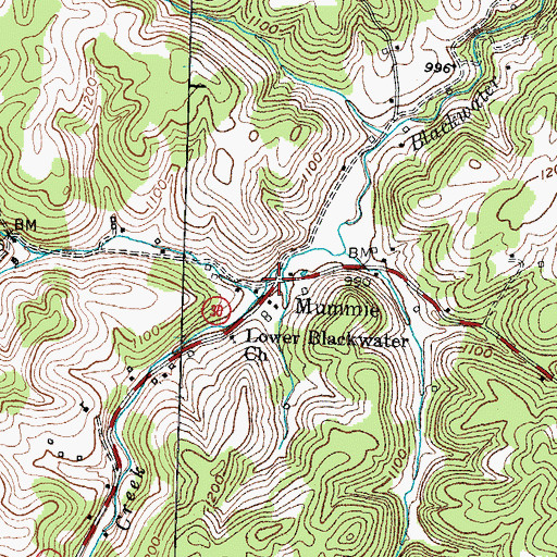 Topographic Map of Mummie, KY