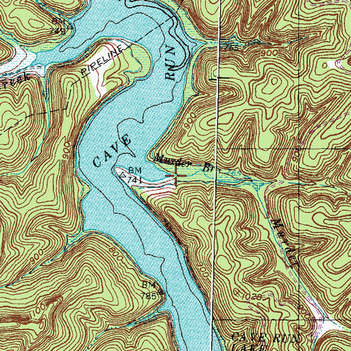 Topographic Map of Murder Branch, KY