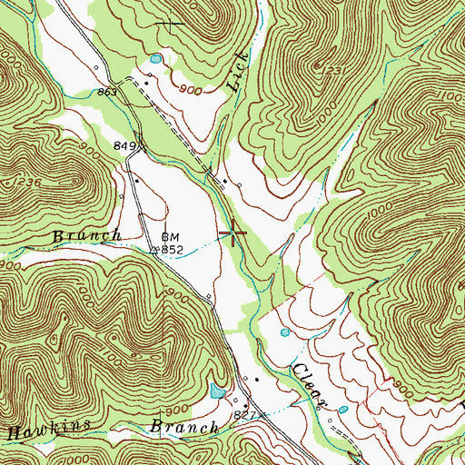 Topographic Map of Muse Branch, KY