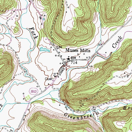 Topographic Map of Muses Mills, KY