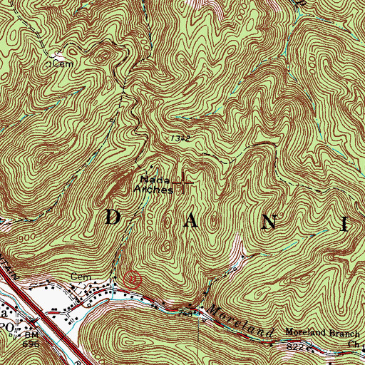 Topographic Map of Nada Arches, KY