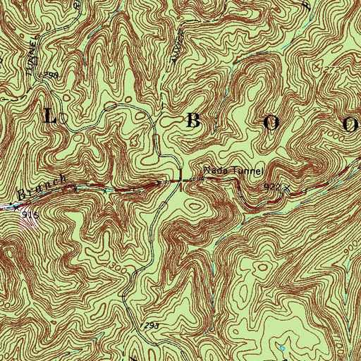 Topographic Map of Nada Tunnel, KY