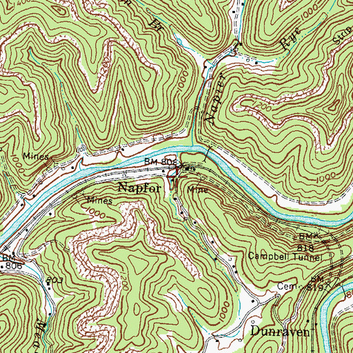 Topographic Map of Napfor, KY