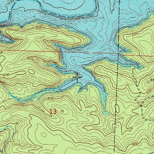 Topographic Map of Long Creek, AR