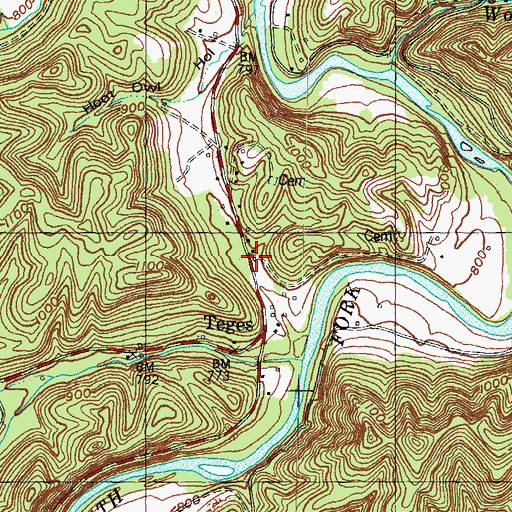 Topographic Map of Narrows School, KY