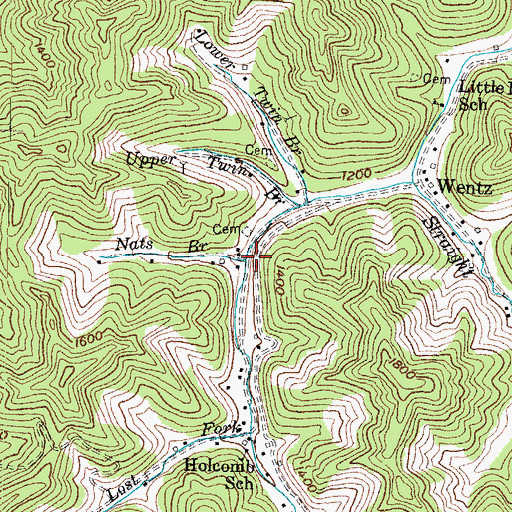 Topographic Map of Nats Branch, KY
