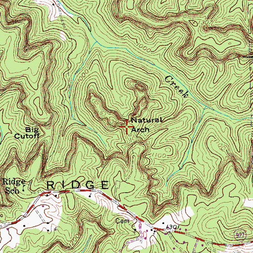 Topographic Map of Natural Arch, KY