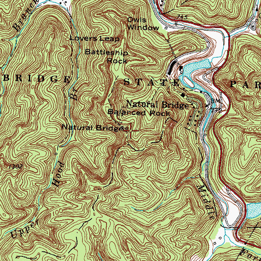Topographic Map of Natural Bridge, KY