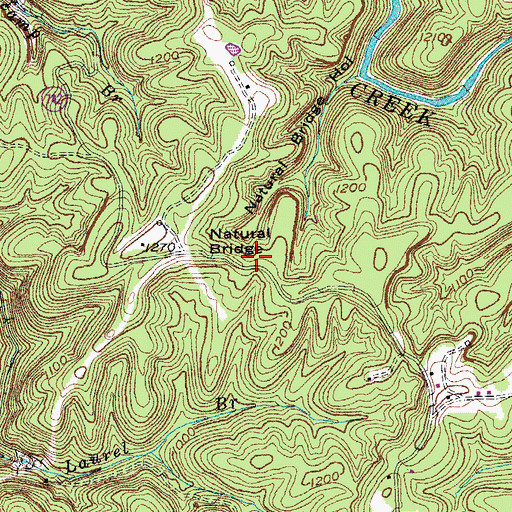 Topographic Map of Natural Bridge, KY