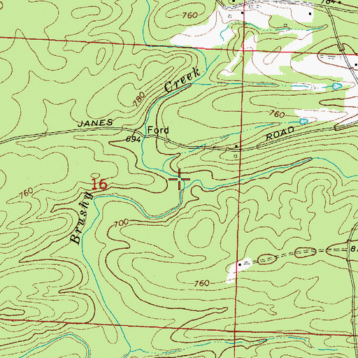 Topographic Map of Long Creek, AR