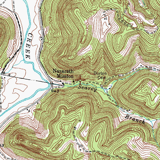 Topographic Map of Nazareth Mission, KY