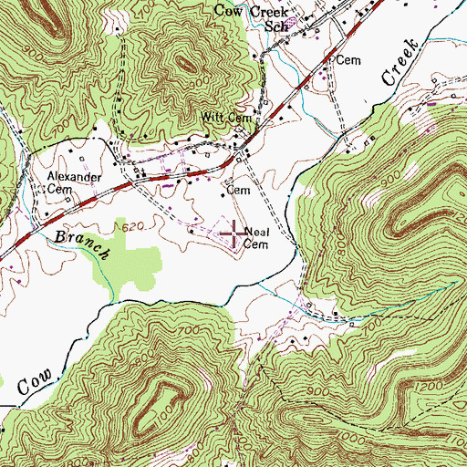 Topographic Map of Neal Cemetery, KY