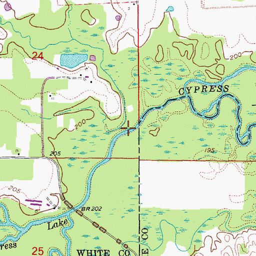 Topographic Map of Long Creek, AR
