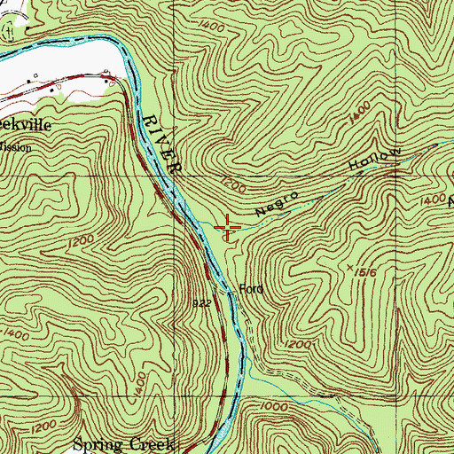 Topographic Map of Negro Hollow, KY