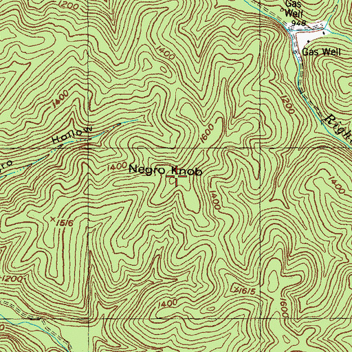 Topographic Map of Negro Knob, KY