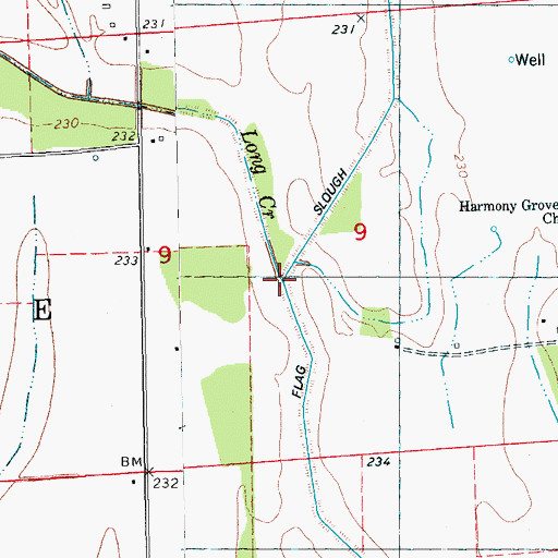 Topographic Map of Long Creek, AR