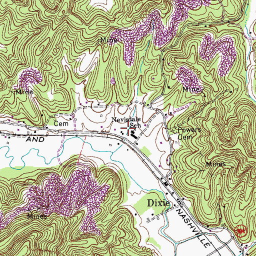 Topographic Map of Nevisdale Elementary School, KY