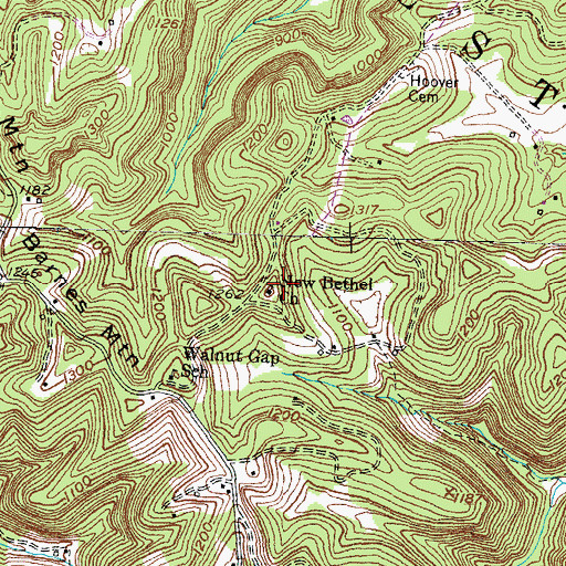 Topographic Map of New Bethel Church, KY