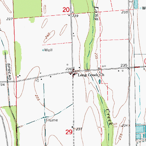 Topographic Map of Long Creek Church, AR