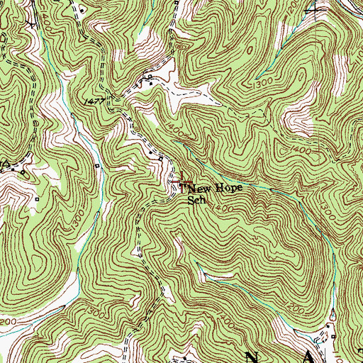 Topographic Map of New Hope School, KY