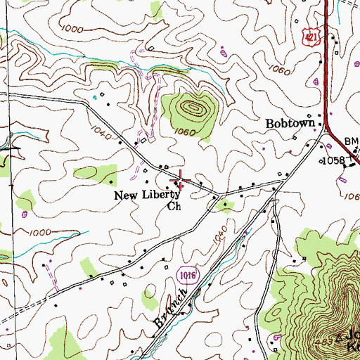 Topographic Map of New Liberty Baptist Church, KY