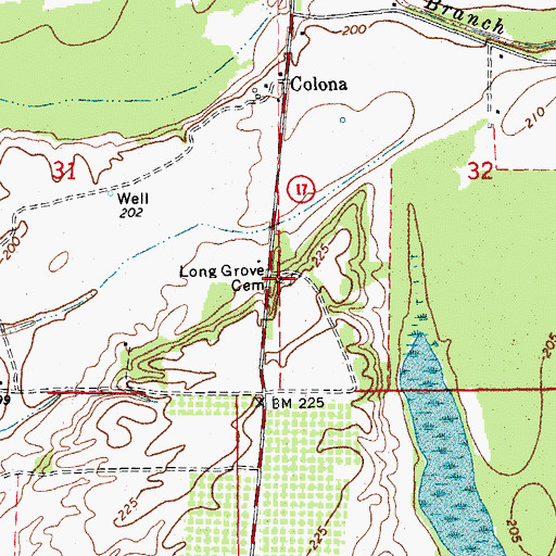 Topographic Map of Long Grove Cemetery, AR