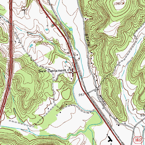 Topographic Map of New Testament Church, KY