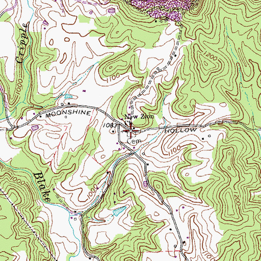 Topographic Map of New Zion Church, KY