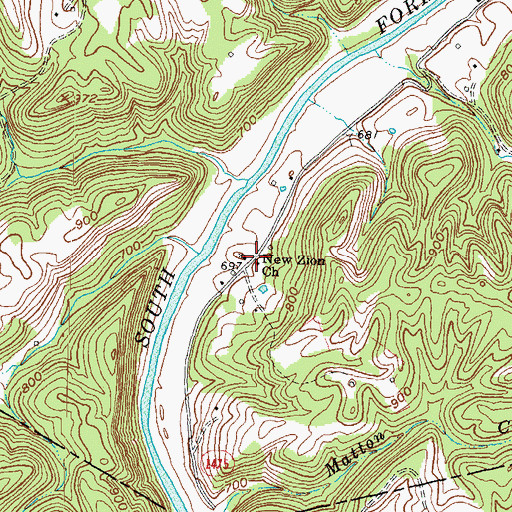 Topographic Map of New Zion Church, KY