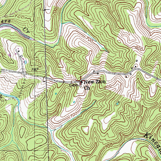 Topographic Map of New Zion Church, KY
