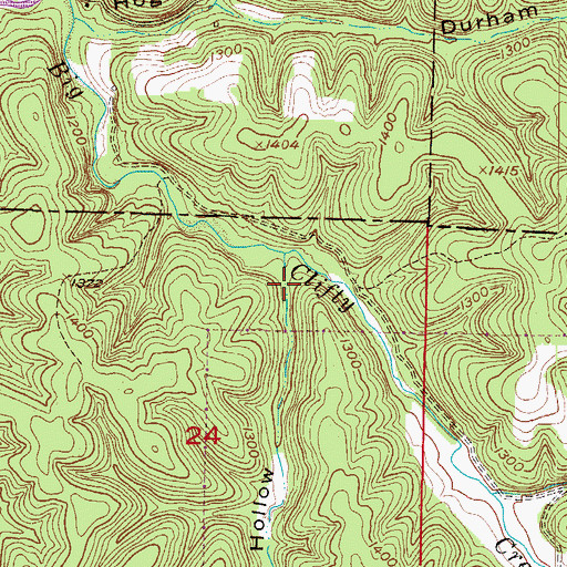 Topographic Map of Long Hollow, AR