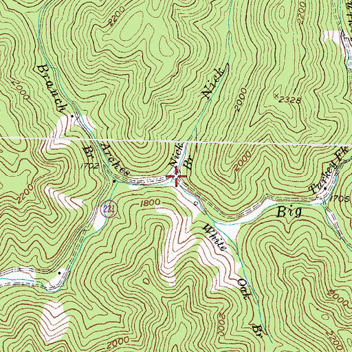 Topographic Map of Nick Branch, KY