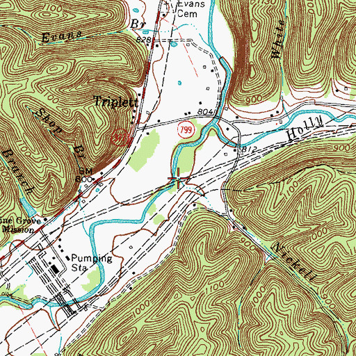 Topographic Map of Nickell Branch, KY