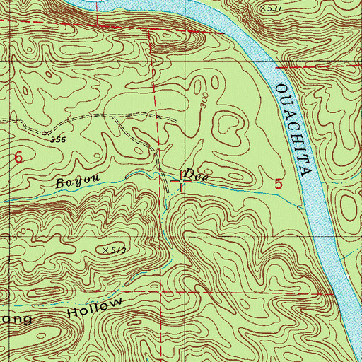 Topographic Map of Long Hollow, AR