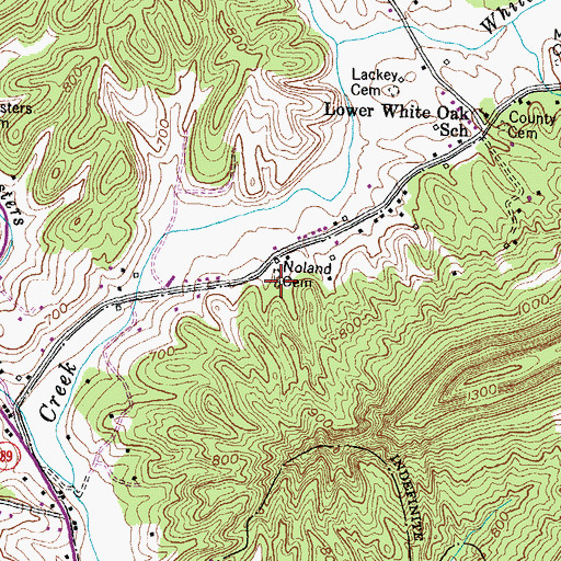 Topographic Map of Noland Cemetery, KY