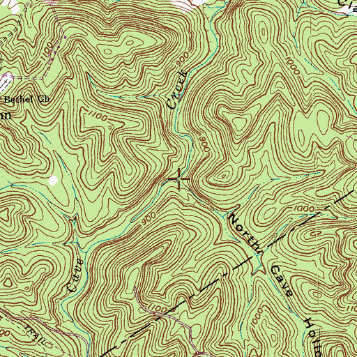 Topographic Map of North Cave Hollow, KY