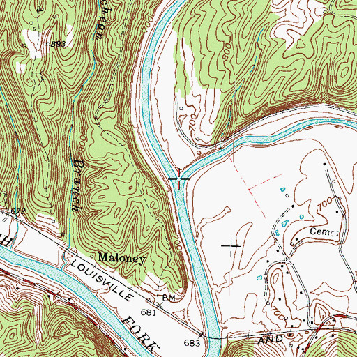 Topographic Map of North Fork Kentucky River, KY