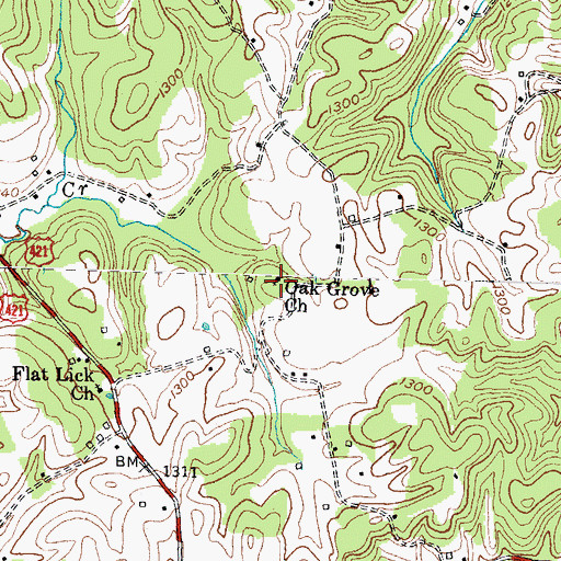 Topographic Map of Oak Grove Church, KY